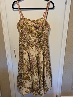 Anthropologie Elevenses Floral Vintage Style Dress 8